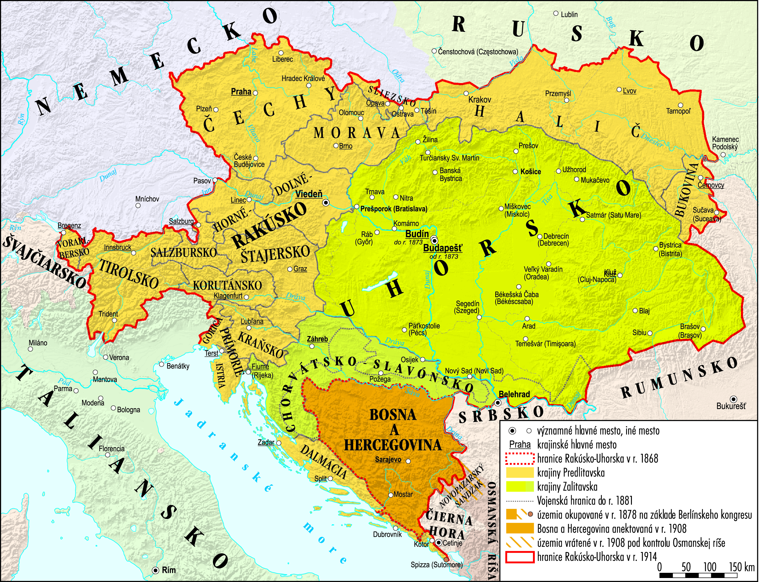 Mapa Rakúsko-Uhorska 1914